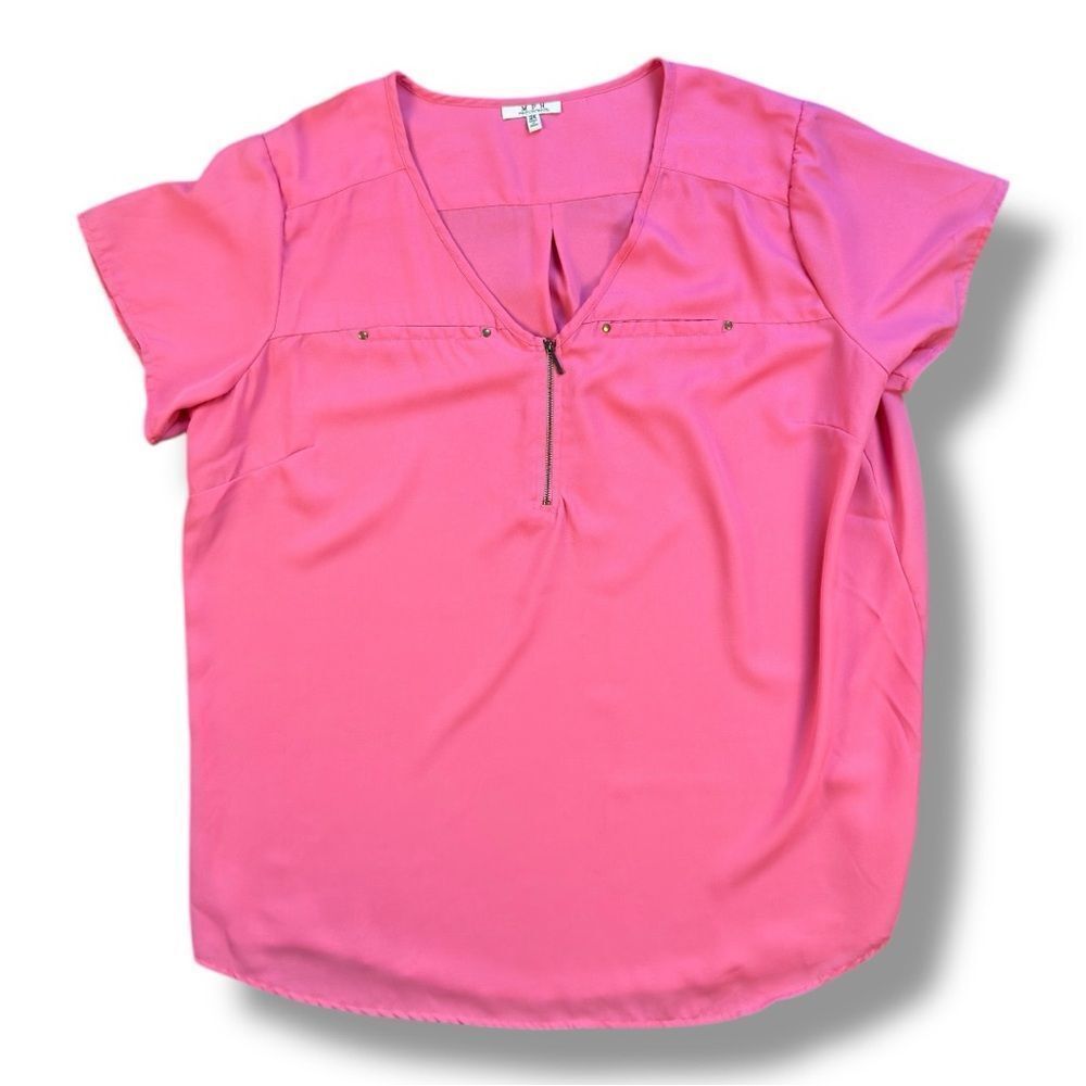 MPH Vibrant Pink Cap Sleeve Relaxed Blouse Sz 3X